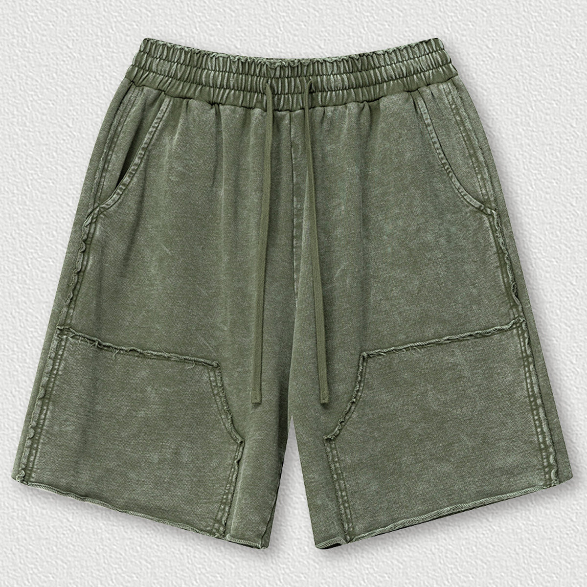 Green-washed casual shorts pure cotton sweatpants dopamine loose five-point pants