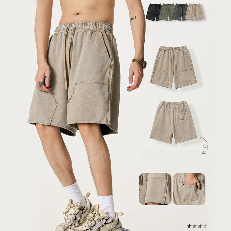 Green-washed casual shorts pure cotton sweatpants dopamine loose five-point pants