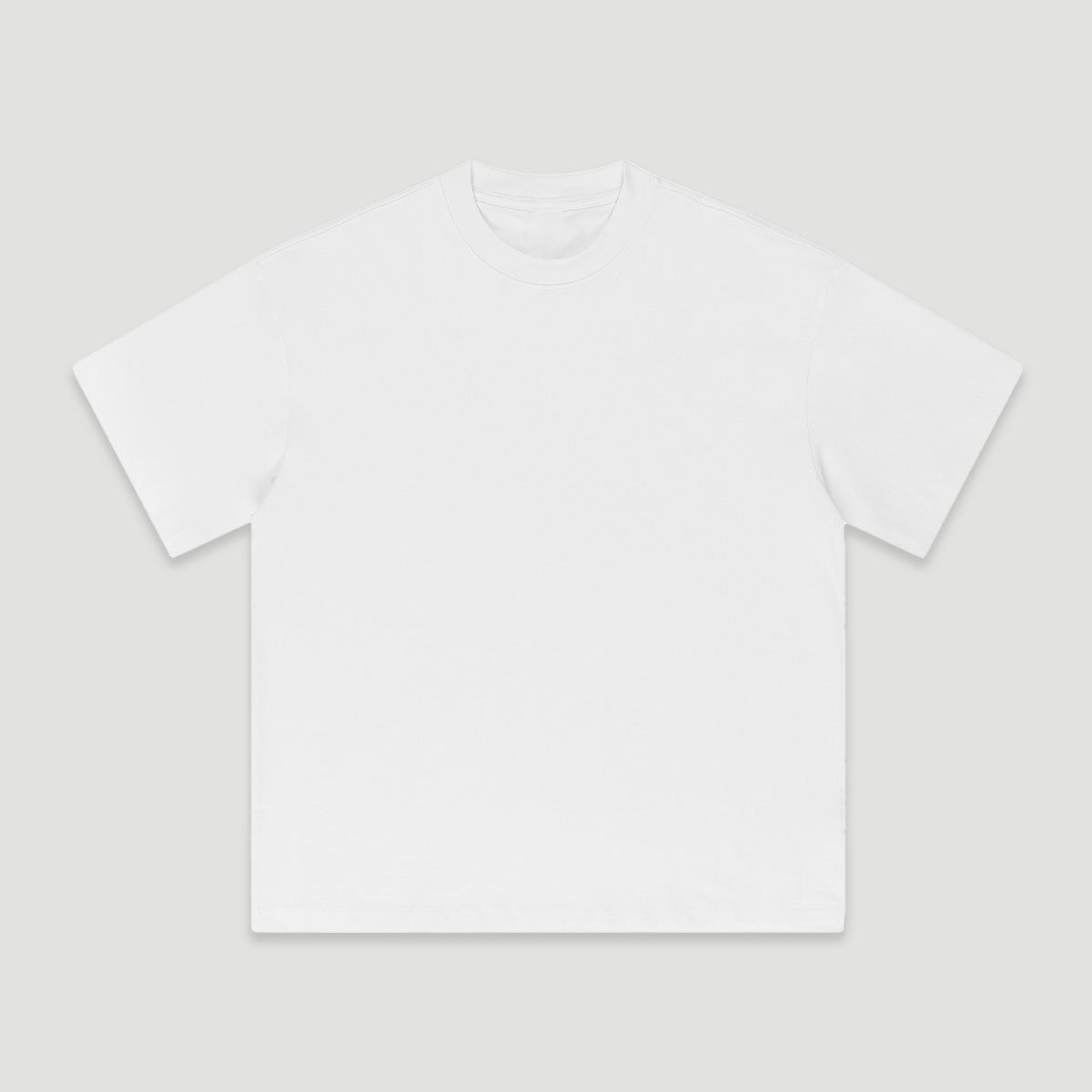 Men’s Oversized White Cotton T-Shirt 305G Heavyweight Layering Essential Crewneck TShirt for Men Unisex Boxy Fit Solid Color Streetwear Tee