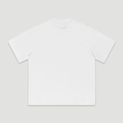 Men’s Oversized White Cotton T-Shirt 305G Heavyweight Layering Essential Crewneck TShirt for Men Unisex Boxy Fit Solid Color Streetwear Tee