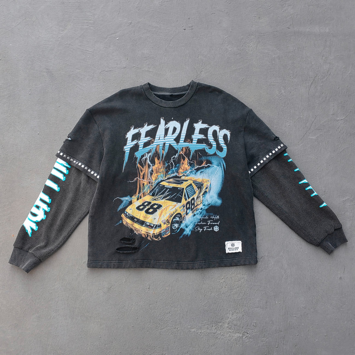 NASCAR Racing Print Crewneck - Distressed FEARLESS Vintage Sweatshirt