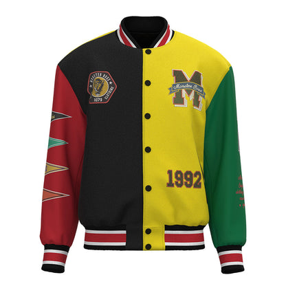 factory wholesale custom logo chenille embroidery letterman varsity jacket with leather sleeves