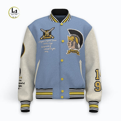 FACTORY leather letterman custom vintage applique embroidered baseball varsity jacket