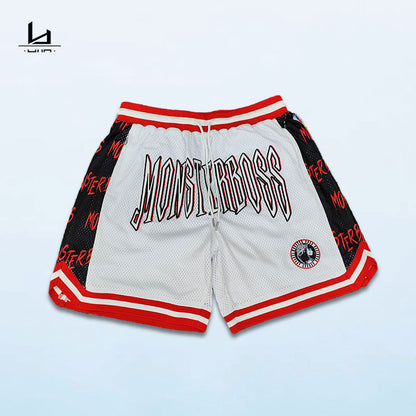 factory custom screen printing high quality mesh embroidery basketball jersry shorts