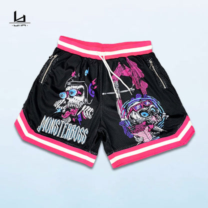 factory custom high quality screen printing mesh  basketball jersry shorts