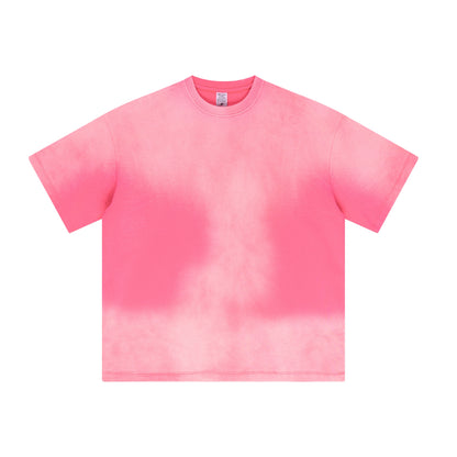 100% cotton round neck acid wash short-sleeved American street oversized gradient T-shirt