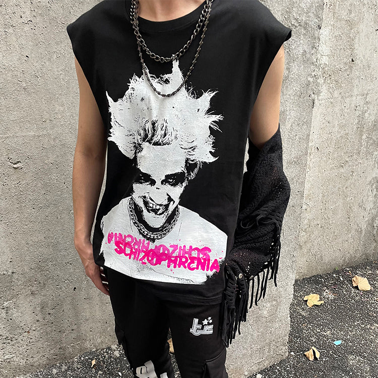 Monster factory wholesale vintage sleeveless vest men custom t-shirt