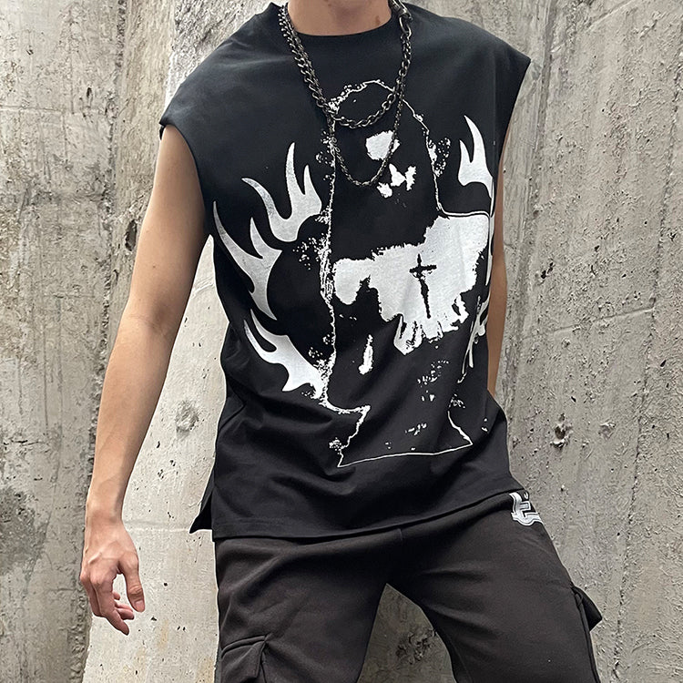 Monster factory wholesale vintage sleeveless vest men custom t-shirt