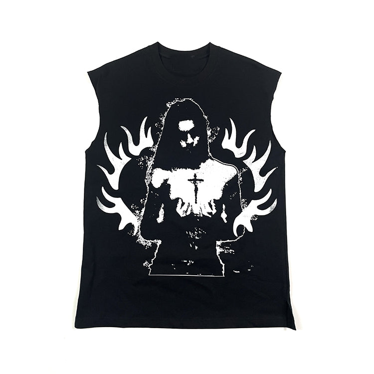 Monster factory wholesale vintage sleeveless vest men custom t-shirt