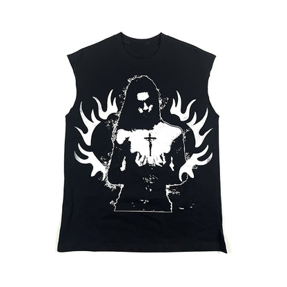 vintage sleeveless vest men custom t-shirt