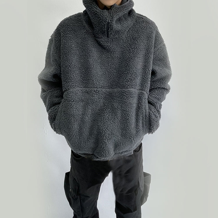 Monster factory wholesale sherpa fleece pullover hoodie men custom half face heavy mask ninja hoodie