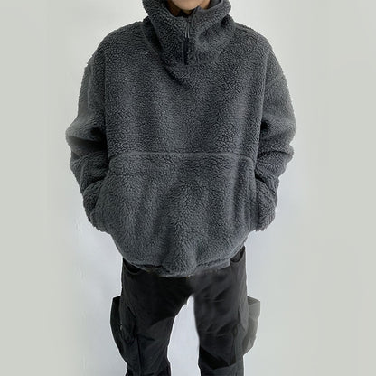 sherpa fleece pullover hoodie men custom half face heavy mask ninja hoodie