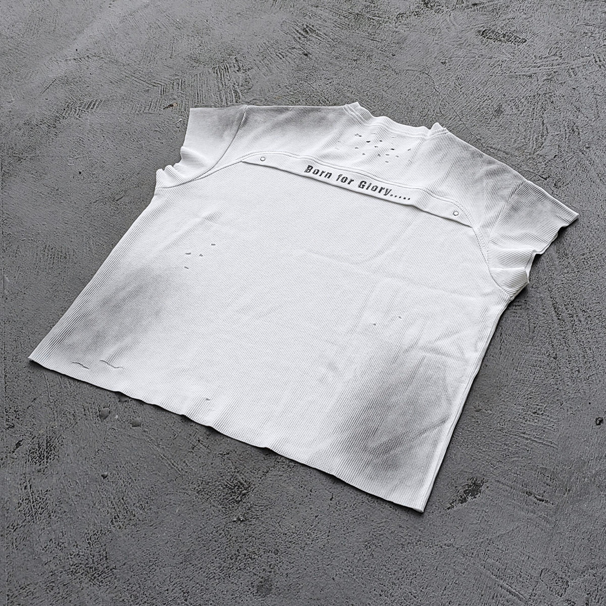 ENERGY HDK Sleeveless Tee - Black White Waffle Knit Cut Off Muscle Tee Distressed Ripped Y2K Streetwear