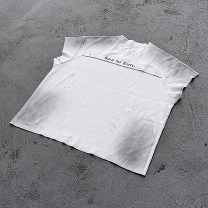 ENERGY HDK Sleeveless Tee - Black White Waffle Knit Cut Off Muscle Tee Distressed Ripped Y2K Streetwear