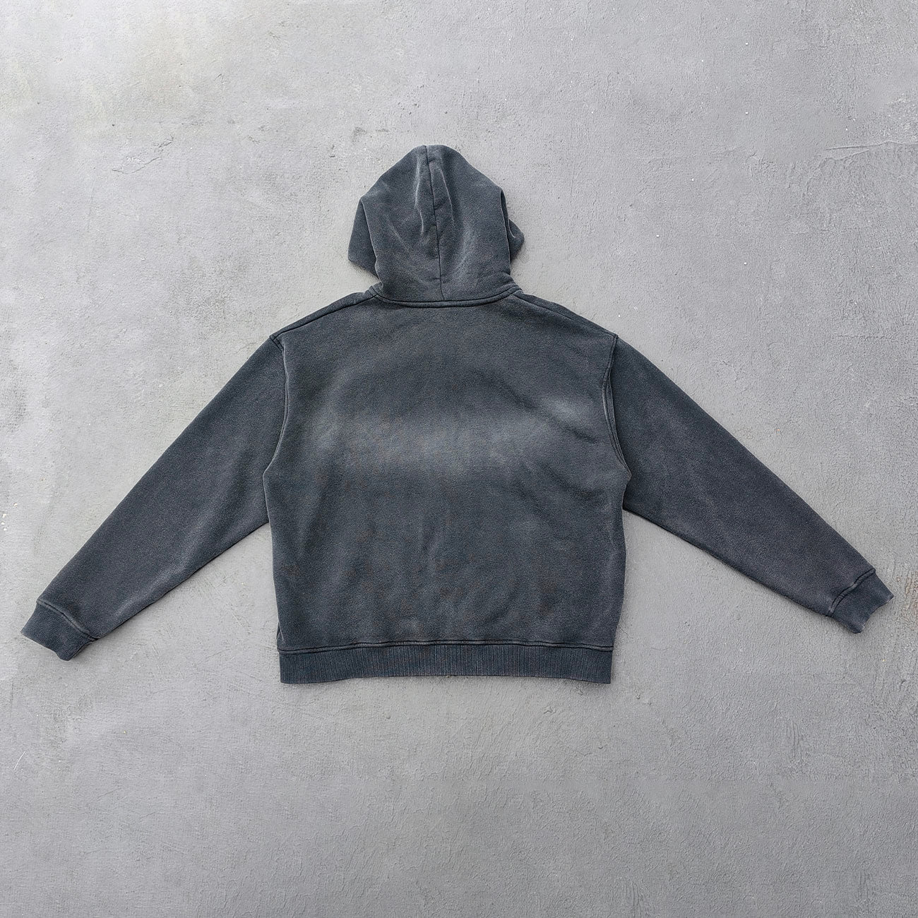 Black Vintage Wash Hoodie - Brass Zipper Full Zip Cropped Boxy Y2K Oversized