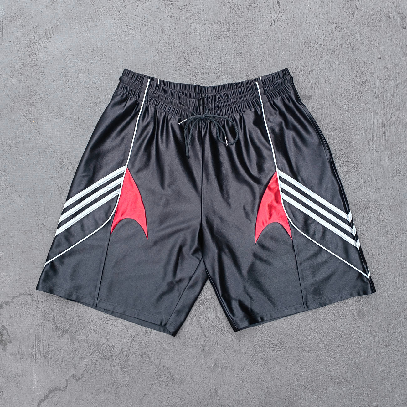 ENERGY Football Jersey Set - Black Red Color Block V Neck Three Stripe Shirt Shorts Y2K Streetwear