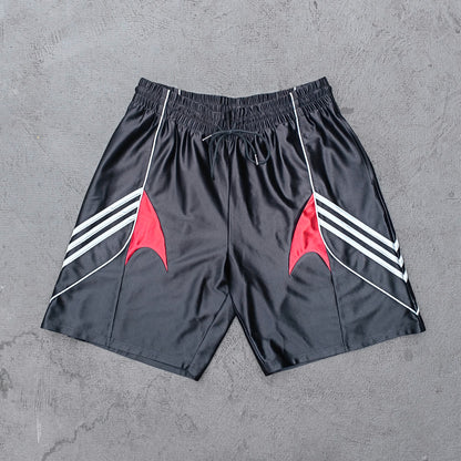 ENERGY Football Jersey Set - Black Red Color Block V Neck Three Stripe Shirt Shorts Y2K Streetwear