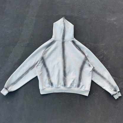Distressed Deconstructed Hoodie - Life is Too Short Embroidery Y2K Streetwear