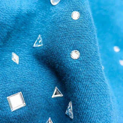 Acid Wash Hoodie - Gradient Ombre Rhinestone Sequin Ripped Full Zip Y2K Oversized