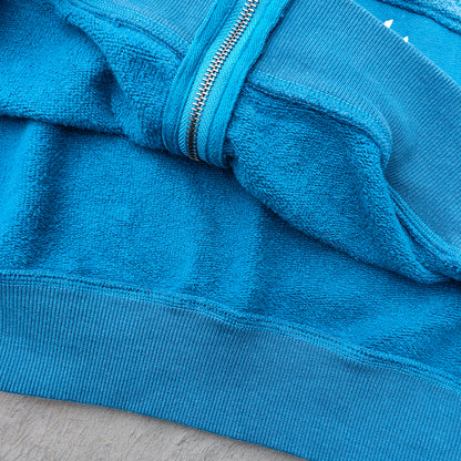 Acid Wash Hoodie - Gradient Ombre Rhinestone Sequin Ripped Full Zip Y2K Oversized