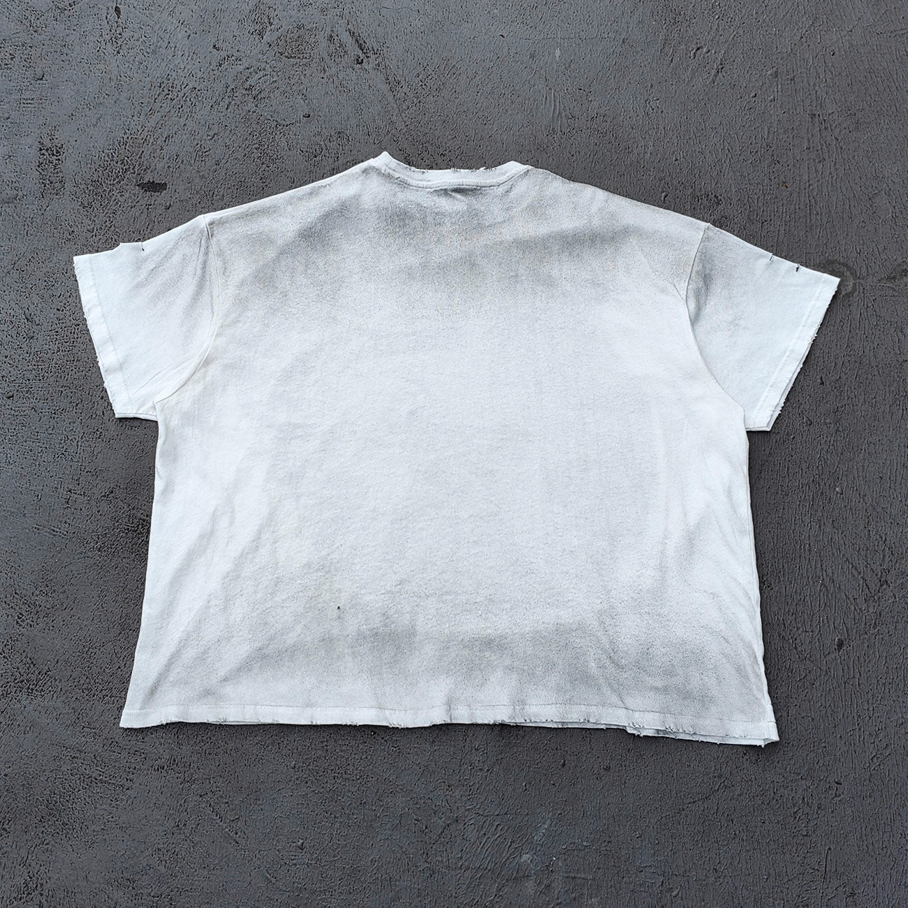 Y2K Black Distressed Tee - Holy Glory Winged Skull Lightning Big Logo Print Dirty Wash Inside Out Ripped Gothic Streetwear
