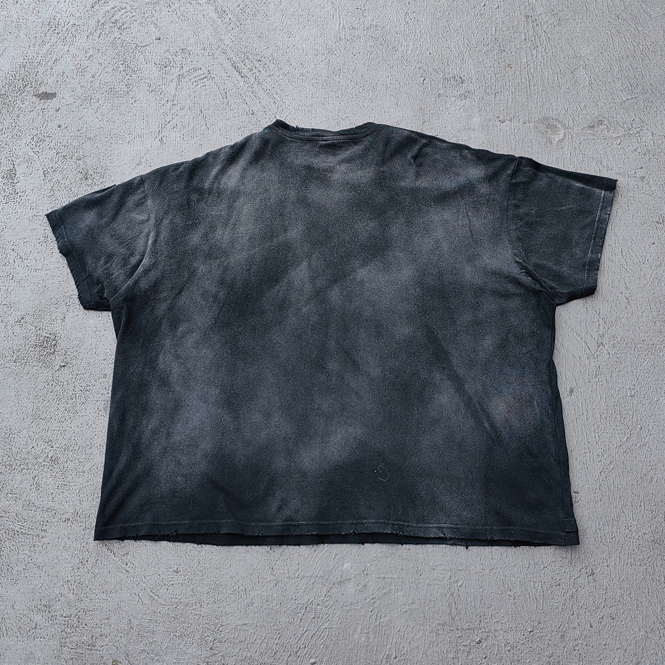 Y2K Black Distressed Tee - Holy Glory Winged Skull Lightning Big Logo Print Dirty Wash Inside Out Ripped Gothic Streetwear