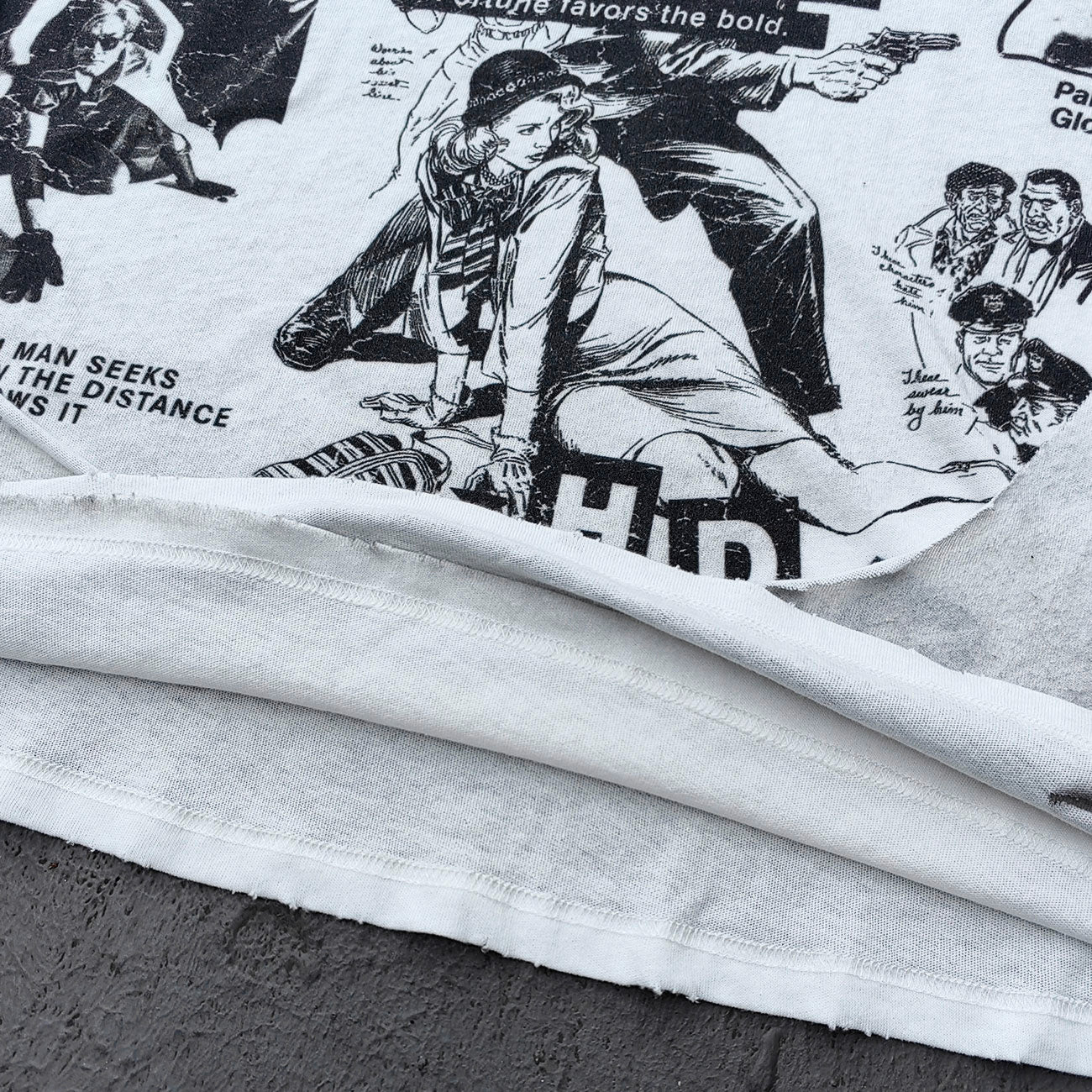 Y2K Black Distressed Tee - Holy Glory Winged Skull Lightning Big Logo Print Dirty Wash Inside Out Ripped Gothic Streetwear
