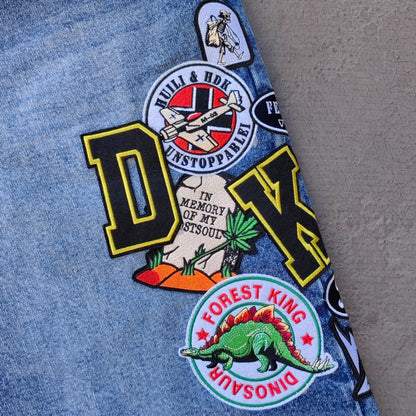 Vintage Patch Denim Shorts - Distressed Y2K Baggy Jean Jorts