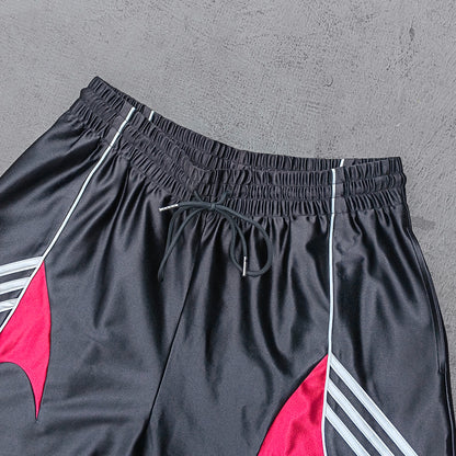 ENERGY Football Jersey Set - Black Red Color Block V Neck Three Stripe Shirt Shorts Y2K Streetwear