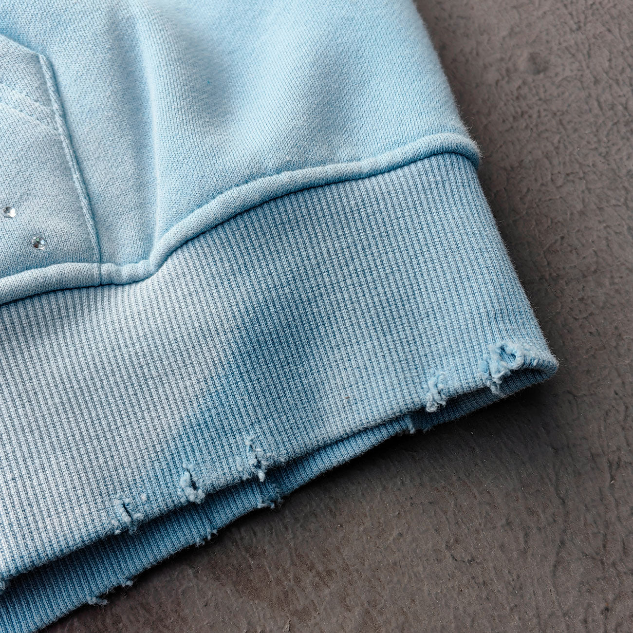 Light Blue Rhinestone Chain Tracksuit - Y2K Gradient Wash Matching Set