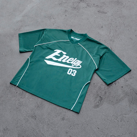 Eneigy 03 V Neck Jersey - Olive Green Embroidered Y2K Oversized Sport Streetwear