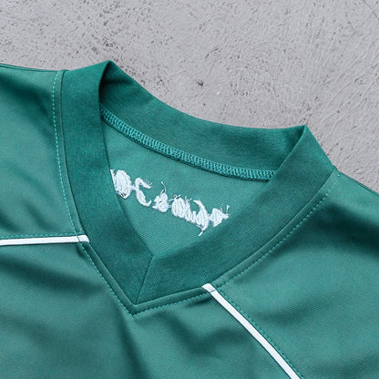 Eneigy 03 V Neck Jersey - Olive Green Embroidered Y2K Oversized Sport Streetwear