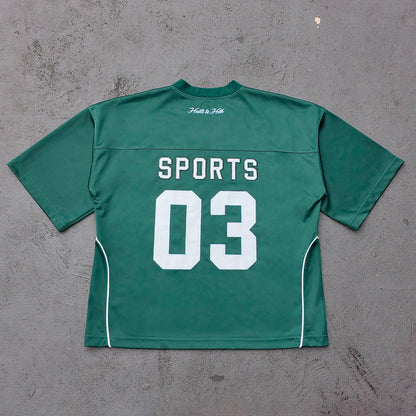 Eneigy 03 V Neck Jersey - Olive Green Embroidered Y2K Oversized Sport Streetwear