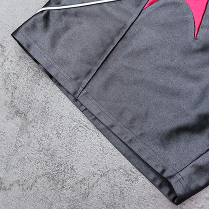 ENERGY Football Jersey Set - Black Red Color Block V Neck Three Stripe Shirt Shorts Y2K Streetwear