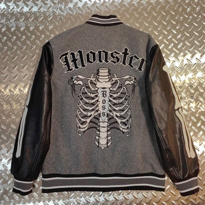 factory wholesale custom logo chenille embroidery letterman varsity jacket with leather sleeves