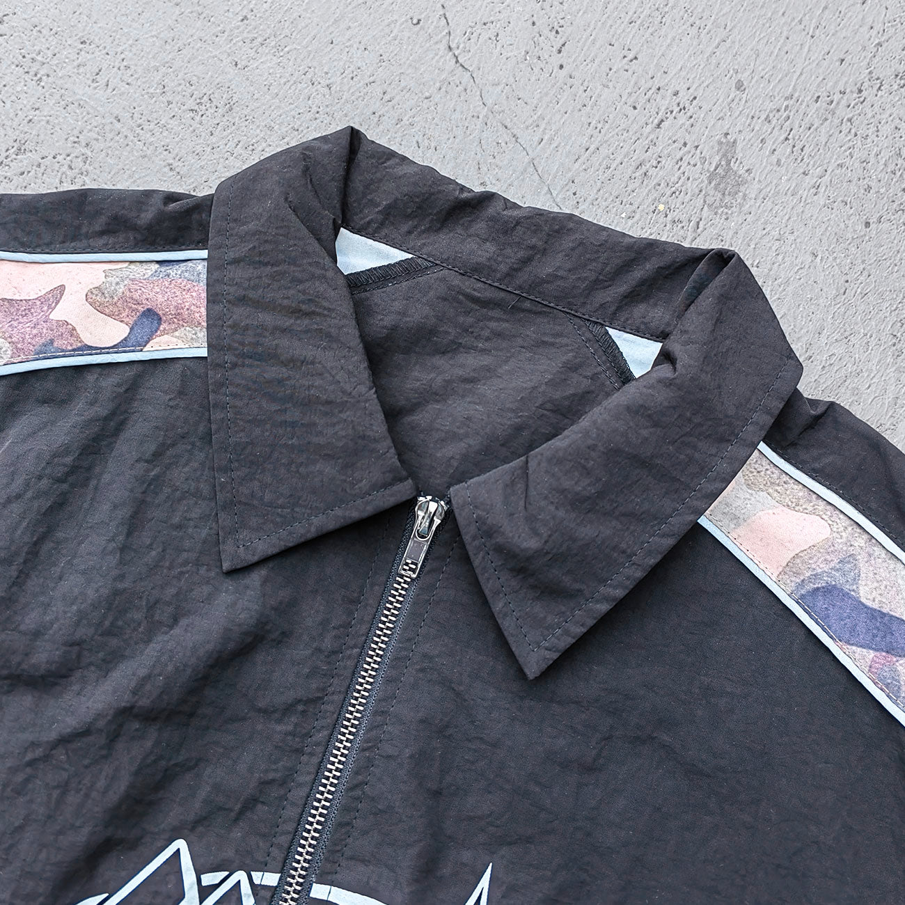 Color Block Track Suit Set - Black Green Camo Collared Windbreaker Jacket Shorts Y2K Streetwear