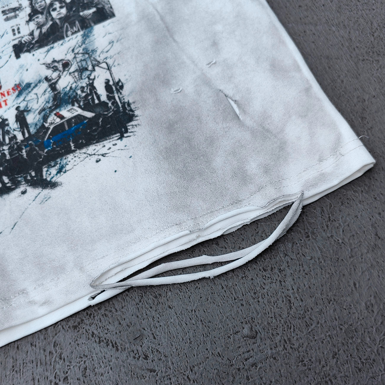 Long Sleeve Tee - White Black Color Block Fake Two Piece Holy Glory Religious Collage Print Distressed Y2K Streetwear