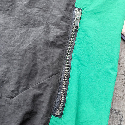 Color Block Track Suit Set - Black Green Camo Collared Windbreaker Jacket Shorts Y2K Streetwear