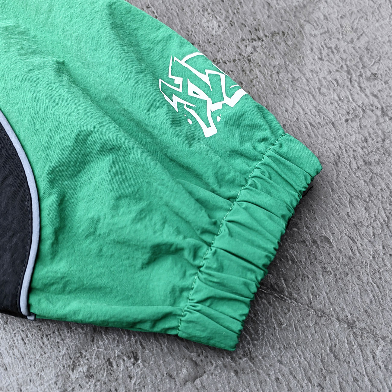 Color Block Track Suit Set - Black Green Camo Collared Windbreaker Jacket Shorts Y2K Streetwear