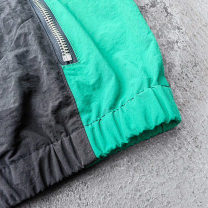 Color Block Track Suit Set - Black Green Camo Collared Windbreaker Jacket Shorts Y2K Streetwear