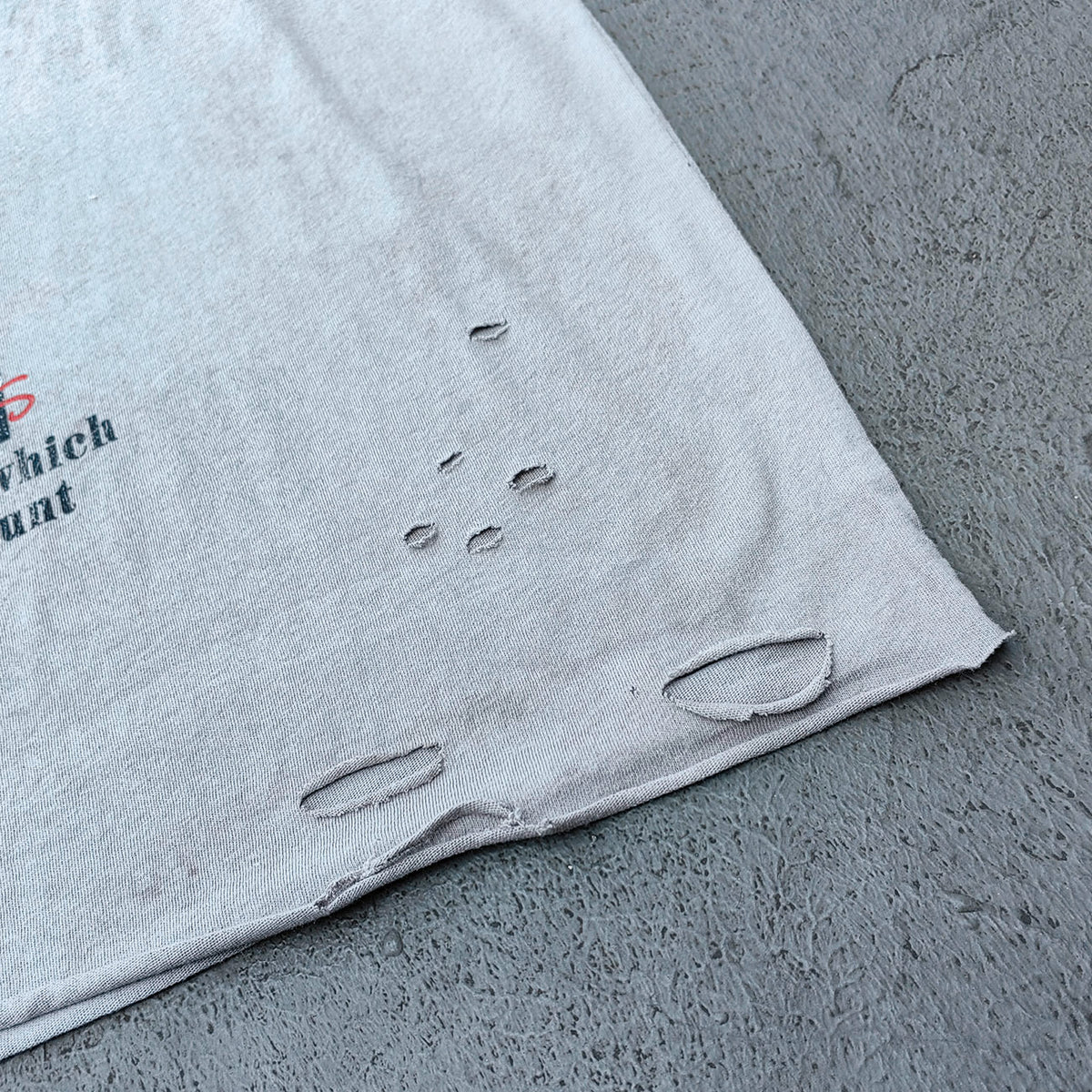 Sleeveless Tee - Light Gray Acid Wash HUILI HDK No Guts No Glory Rock Print Distressed Cut Off Y2K Streetwear