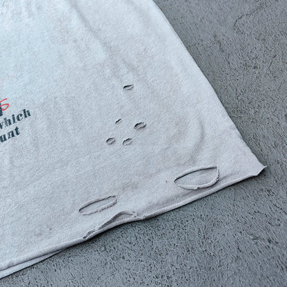 Sleeveless Tee - Light Gray Acid Wash HUILI HDK No Guts No Glory Rock Print Distressed Cut Off Y2K Streetwear