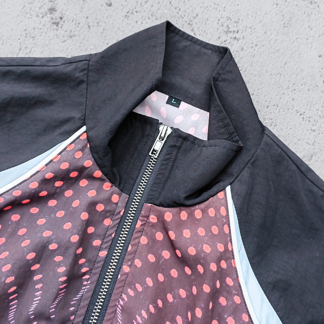 Color Block Track Suit Set - Black Brown Dot Print Stand Collar Windbreaker Jacket Joggers Y2K Streetwear