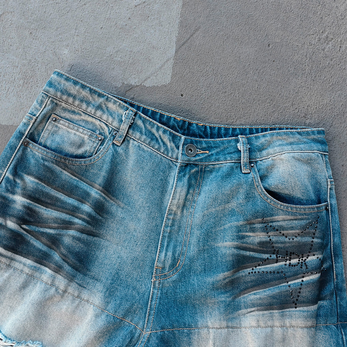 Camo Patchwork Cargo Jeans - Distressed Denim Ripped Y2K Streetwear