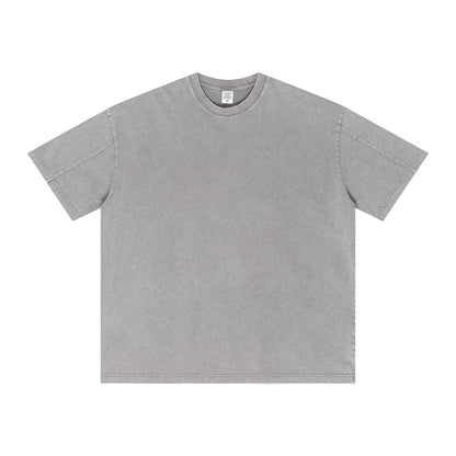 Vintage nostalgic double veil fabric short-sleeved T-shirt men's oversized large-size spliced sleeve top