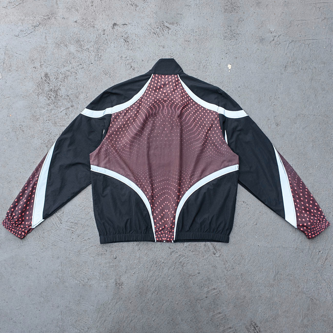 Color Block Track Suit Set - Black Brown Dot Print Stand Collar Windbreaker Jacket Joggers Y2K Streetwear