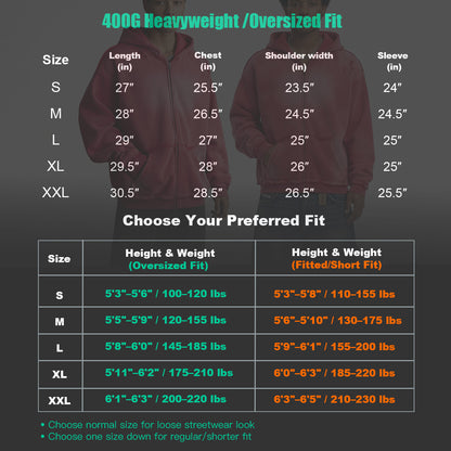 Vintage Washed Zip Up Hoodie Heavyweight 400G Oversized Faded Hoodie Y2K Streetwear Full Zip Jacket