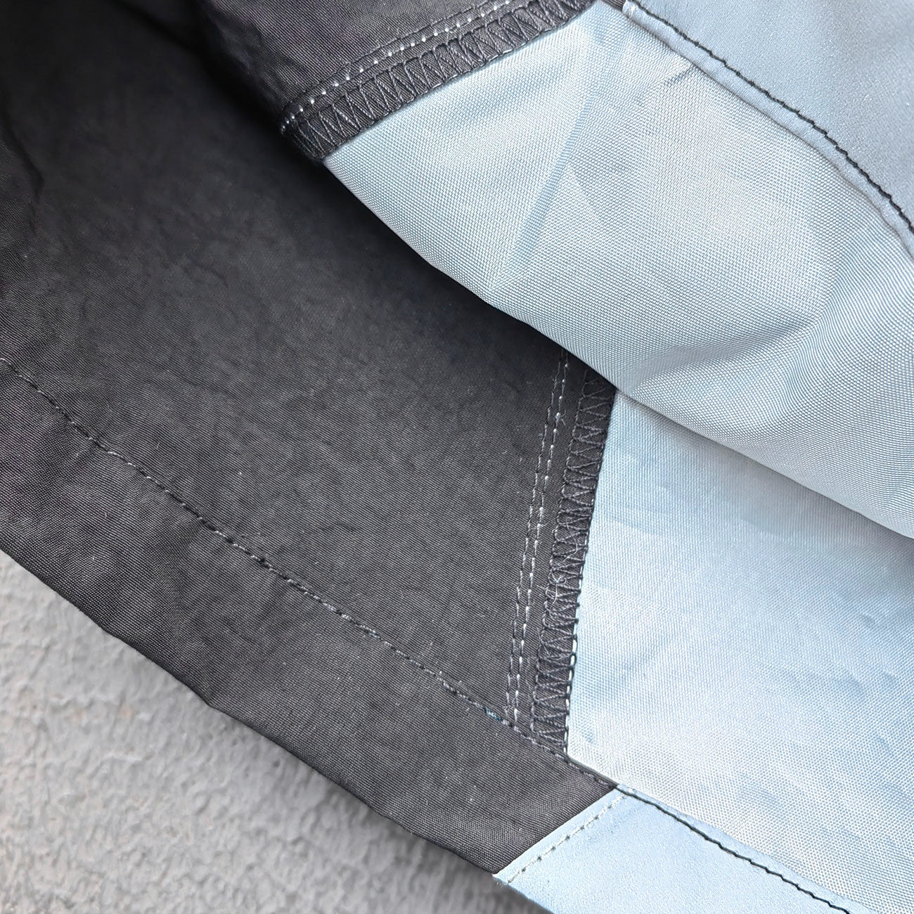 Y2K Black Track Pants - Blue Gray Curved Panel Three Stripe HDK Logo Wide Leg Streetwear
