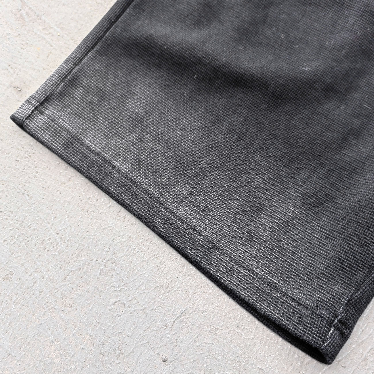 Waffle Knit Sweat Shorts - Black Acid Wash Vintage Distressed Y2K Streetwear