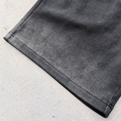 Waffle Knit Sweat Shorts - Black Acid Wash Vintage Distressed Y2K Streetwear
